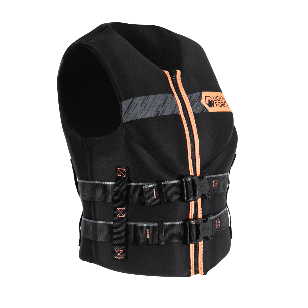 Liquid Force Womens Hinge CGA Life Vest 2025 - Black/Coral - Image 3